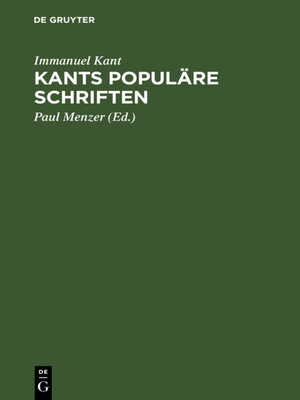 cover image of Kants Populäre Schriften